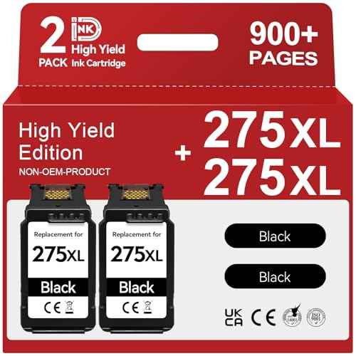 InkID Printer Ink PG-275XL Compatible for Canon PG-275 Black Ink Cartridge 275 XL Work for Canon Pixma TR4720 TS3720 TS3522 TS3520 TS3722 TS3500 TR4722 TR4723 TR4700 Printer (2 Pack)