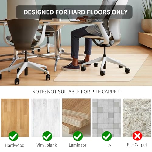Clear Office Chair Mat for Hardwood Floors, 63" x 51" Extra Large Chair Mat for Hard Wood and Tile Floor, Heavy Duty Floor Protector, Anti-Slip Floor Mat for Rolling Chair,Computer Desk, L Desk