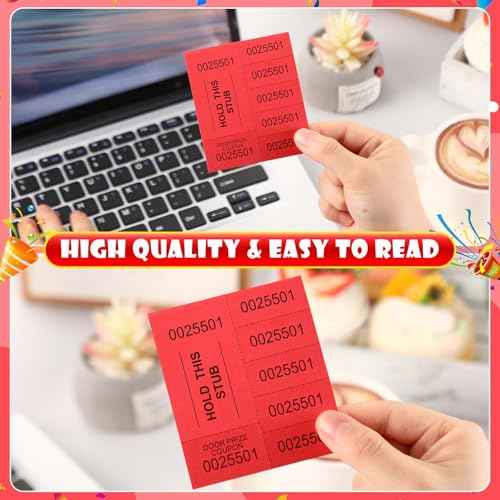 Kosiz 1000 Sheets 5 Bid Raffle Ticket Sheets Chinese Auction Tickets Numbers for Basket Events and Silent Auctions (Red)
