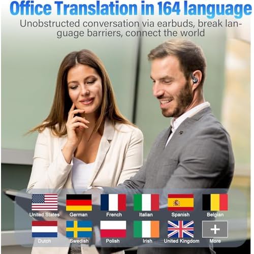 AI Translation Earbuds Real Time, 164 Language Translator Earbuds, 3-in-1 Bluetooth 5.4 Translation Headphones with 5 Translation Modes, 48H AI Ear Buds Translator Device for Business/Learning/Travel