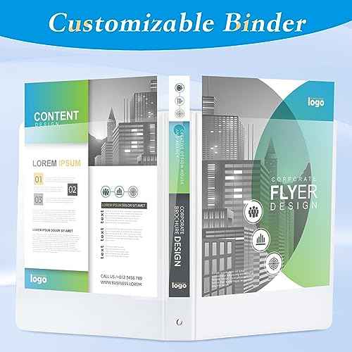 1-inch Round Ring Binder, Standard 3 Ring Binder Fit Letter Size Paper, Presentation View Binders, White,12-Pack