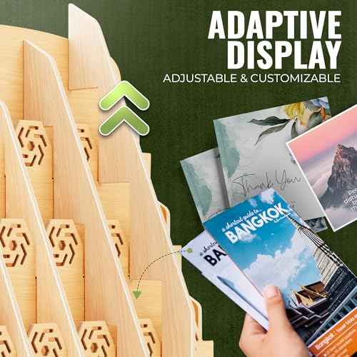Bookmark Display Stand for Vendors ? Wooden Bookmark Holder Display with Customizable Space, Mobile-Friendly Design ? Versatile Holder for Craft Fairs, Vendor Booths, and Shops, 20 Pocket