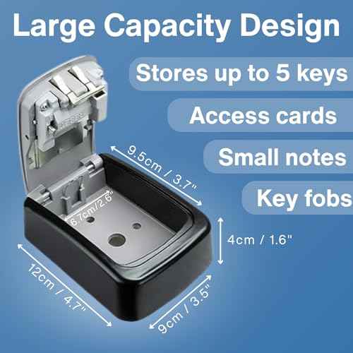 Key Lock Box with Code for Outside - Wall Mount Lockbox for Keys Outdoor - Combination Lock Box to Hide a Key Outside - Key Cabinets