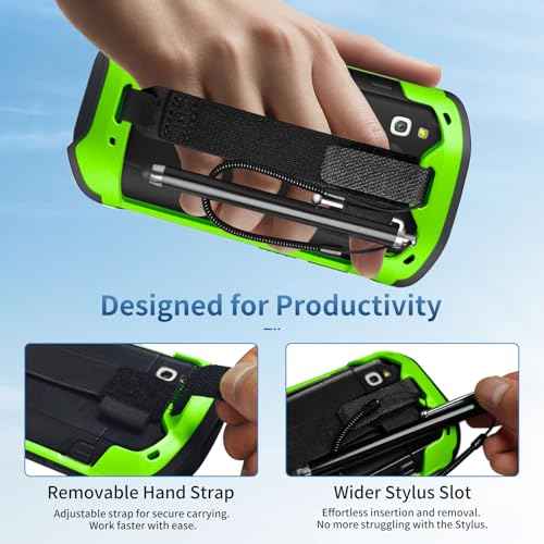 Upgraded Protective Case for Zebra TC51 TC52 TC56 TC57 TC510K Rugged Boot Case Cover for Zebra Scanner TC52x TC57x TC52ax with Hand Strap & Tempered Glass (Green)