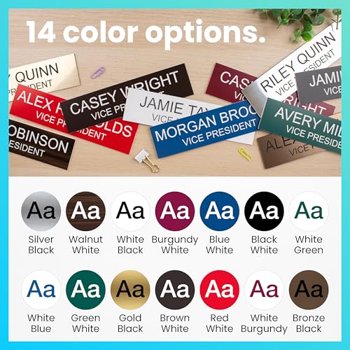 ExcelMark Custom Name Plate for Desk or Door 14 Color Options 2x8 Inches
