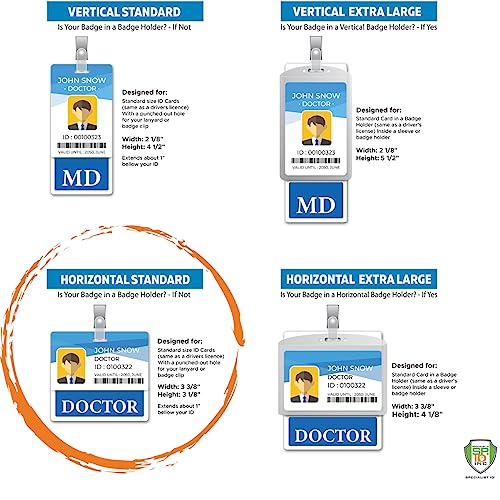 Specialist ID RN BSN Badge Buddy - Horizontal 2-Sided, Heavy Duty, Spill & Tear Proof Card 3 3/8 x 3 1/8 in, Blue