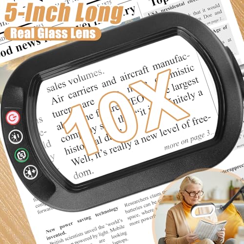 10X Magnifying Glass with Light and Stand, 3-in-1 Magnifying Floor Lamp with Clamp, 5 Color Modes LED Dimmable Standing Magnifier with Light Hands Free for Close Work, Sewing, Painting, Reading