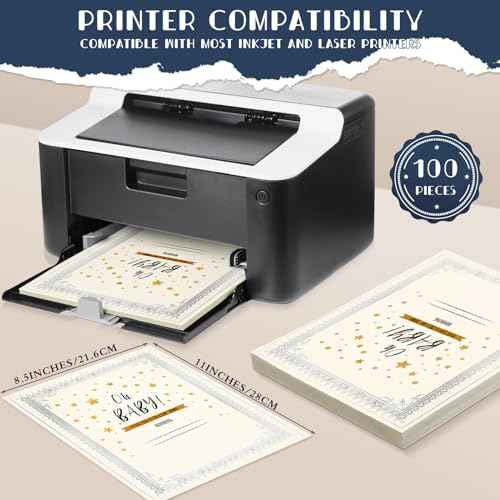 Fainne 100 Sets Certificate Paper Kit Single Sided Awards Holder with Foil Border for 8.5 X11 Certificate Covers Foil Award Seals Stickers Diploma Covers(Black with Silver Foil)