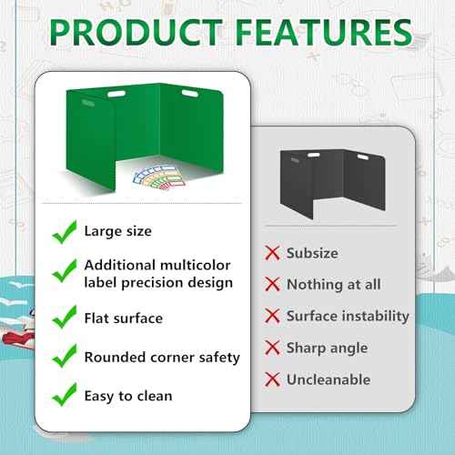 24 Pcs Desk Dividers for Students Classroom Plastic Privacy Folders Green Test Dividers for Students Desks Trifold Privacy Panel Partitions for School Teacher Supplies (24pcs Green)