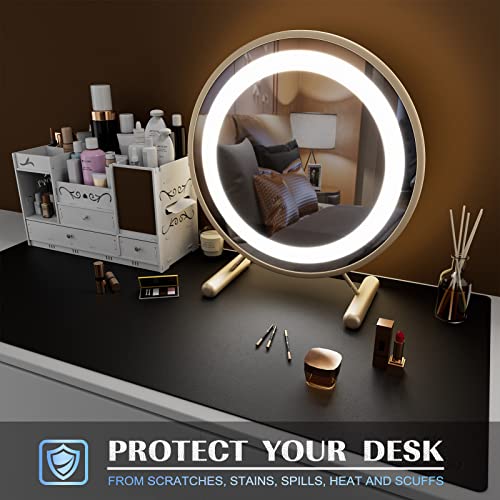 K KNODEL Large Office Desk Mat Leather Mouse Pad 31.5"x15.7" Black