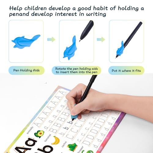 Magic Grooved Writing Practice Books, Grooved Handwriting Practice for Kids 3+, Preschool Learning Activities (6 Books with Pens)