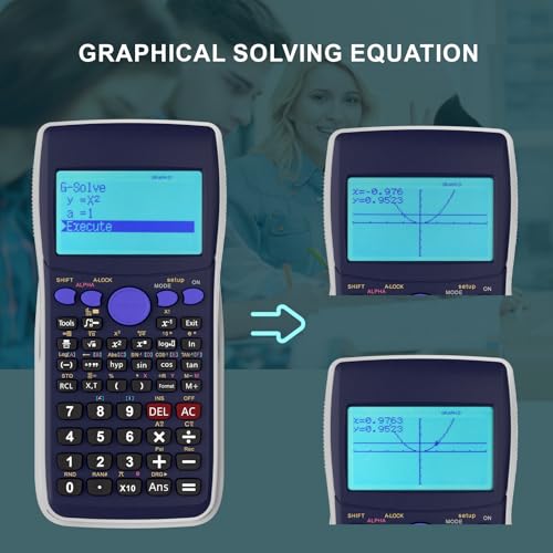 iPepul Blue Graphing Scientific Calculator with 10 Modes for Math & STEM