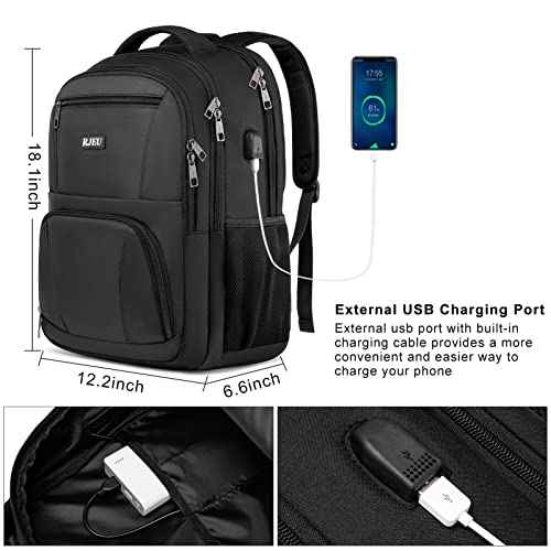 School Backpack for Teen Boys,15.6 Inch Anti Theft Laptop Bookbag with USB Charging Port, Water Resistant College, High School, Ergonomic Straps, Multiple Compartments, Men, Black