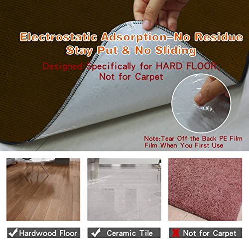 USTIDE Upgraded Office Chair Mat for Hardwood & Tile Floor 35"x47", Computer Desk Gaming Rolling Chair Mat Wood Floor Protector Glue - Free Adhesive Non-Slip Floor Protector for Home Ofiice, Coffee