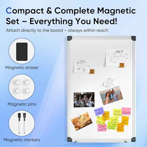 VUSIGN Magnetic Whiteboard for Wall, 36" x 24" Hanging Whiteboards for Office, School, Home, Includes Eraser, Markers, Magnets, Pen Tray, Silver Aluminum Frame