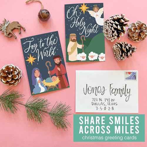 Hadley Designs Christian Christmas Cards With Envelopes Religious - 54 Blank Religious Christmas Cards Nativity with Jesus, Assorted Catholic Faith Bible Verse Merry Xmas Card Bulk, Designed In USA