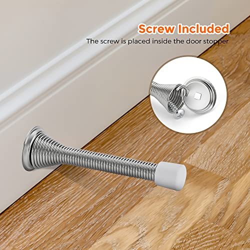 Ravinte Satin Nickel Door Stopper 12 Pack - Spring Wall & Floor Mount