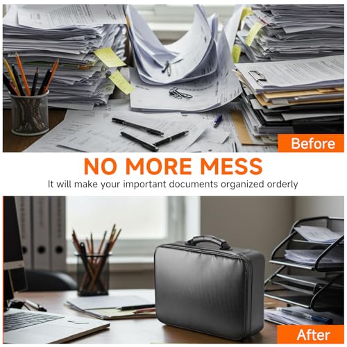 Fireproof Document File Organizer Bag, 5200¡ÆF Portable File Organizer with Lock, 16 Layer File Box Waterproof and Heat Insulated Safe Storage for Important Documents, Laptop, and Files and More