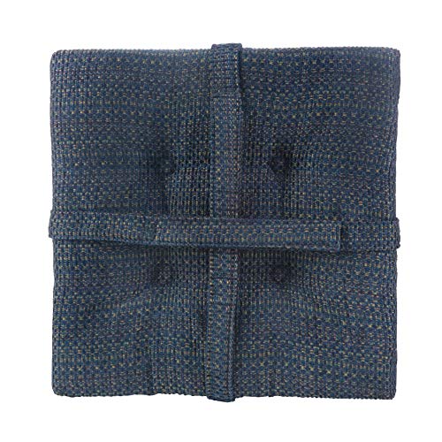 Klear Vu Non-Slip Gripper Tufted Square Bar Stools Cushions with Tie Straps for Dining Rooms, Kitchen Bars, Cafes and Restaurants - Set of 4, 12¡±x12¡±, Navy