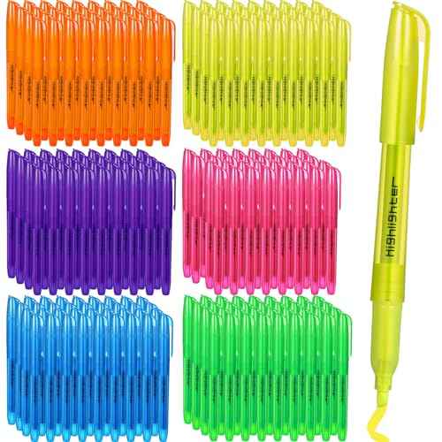 Thenshop 300 Pcs Highlighter Assorted Colors Bulk for Classroom Colorful Highlighter Markers Pack Chisel Tip Fluorescent Pens for Office School Teacher Supplies