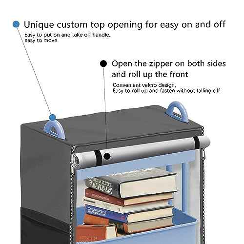 Utility/Supply Cart Cover, Suitable for Size 17" L X 13" D X 31" H, with Intimate Storage Pockets,Grey, Without Rolling Cart