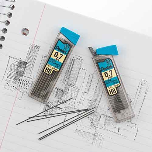 Pentel¢ç Super Hi-Polymer¢ç Leads, 0.7 mm, Medium, HB, 30 Leads Per Tube, Pack Of 3 Tubes