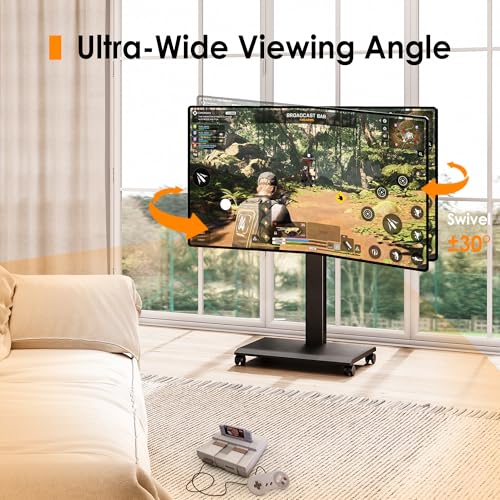 FITUEYES Hand Crank Lift TV Stand with Wheels for 32-75 Inch TVs – Black