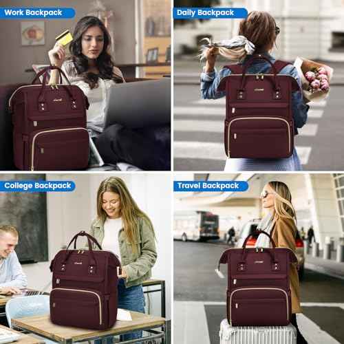 LOVEVOOK Backpack for Women, 17 inch Laptop Backpack for Women Teacher Backpack Nurse Bag, Waterproof Work Backpack for Travel, Commuter, College