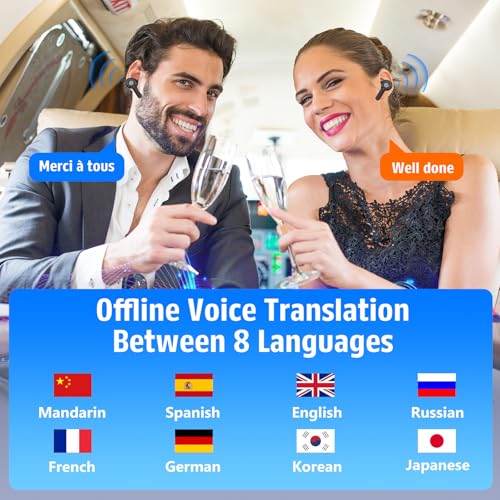 AI Translation Earbuds in Real Time 144-Language Translator Earbuds 3-in-1 Bluetooth Translator Earbuds Translation Headphones with App Translation Device for Travel/Business/Study