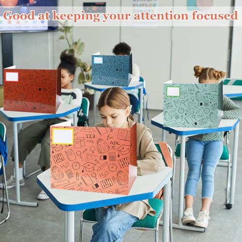 Crtiin 24 Pcs Desk Dividers for Students Privacy Folders Dark Color - Cardboard Classroom Desk Privacy Shields