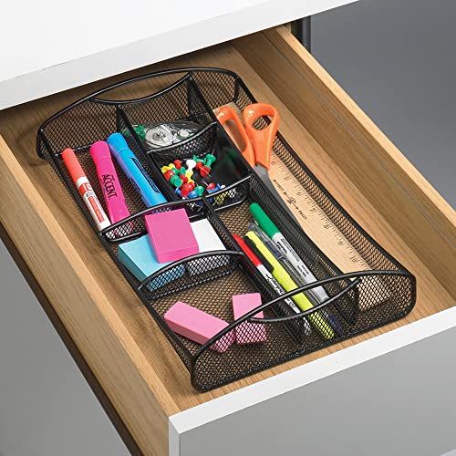 Safco 3262BL Onyx Mesh Desktop Organizer with Drawer, Black