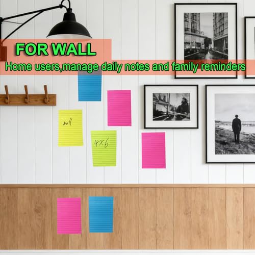 12 Pack Large 4x6 Bright Line Sticky Notes - Strong Adhesive Office & School Notepads