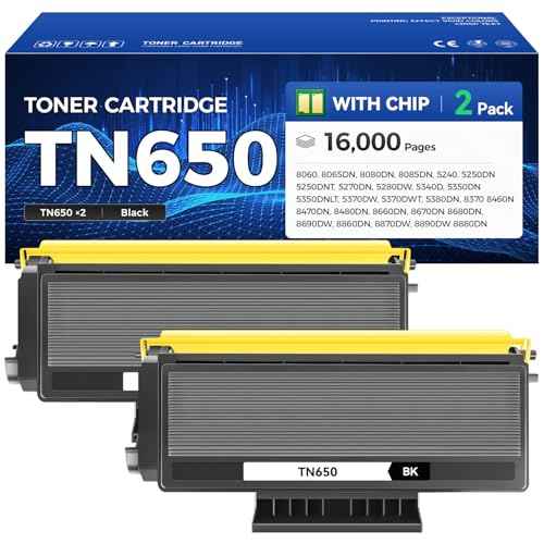 TN650 Toner Cartridge Black 2-Pack High Yield Replacement for Brother TN-620 TN-650 Toner Compatible with Brother HL-5370DW HL-5250DN HL-5340D HL-5240 MFC-8480DN MFC-8860DN MFC-8890DW Printer Ink