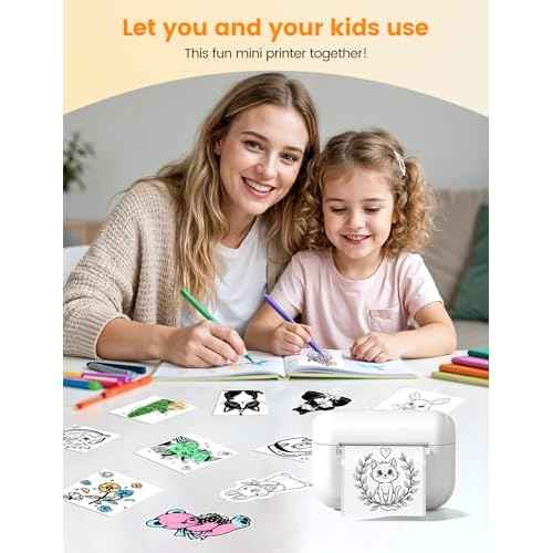 Memoking Sticker Printer - Portable Mini Printer Q02E, Pocket Impresora Port?til Inkless Print Pod Small Thermal Sticker Maker Receipt Printer, for Study Note, Diagrams, Scrapbook, Journal, Gift, DIY