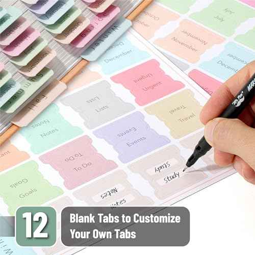 Mr. Pen- Monthly and Seasonal Tabs, 84 pcs, Colorful, Month Tabs for Planners, Journals, and Notebooks