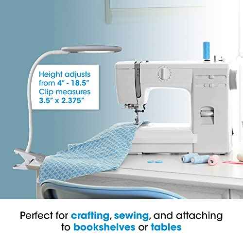 OttLite Flexible LED Clip Lamp with ClearSun LED Technology - Soft Touch Clip Light is Dimmable & Flexible - Travel-Friendly Reading Lamp for Crafting, Sewing, Desks, Tables, & Bookshelves