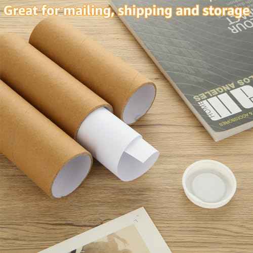 40PCS 2" x 6" Mailing Tubes with Caps, Small Cardboard Shipping Tubes,Kraft Paper Tube Mailers for Shipping, Packing, Art Prints, Maps, Blueprint