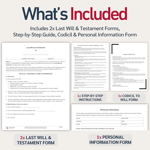 Last Will and Testament Kit 2026 – Attorney-Prepared, 50-State Forms with Instructions, Codicil & Estate Planner (1 Pack) – BUCK U.S.A