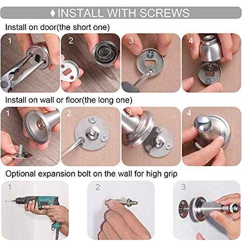 Blulu 6 Pack Door Stoppers Magnetic Door Catch Magnetic Doorstops Stainless Steel Wall Mount Doorstops for Wall and Floor Mounting
