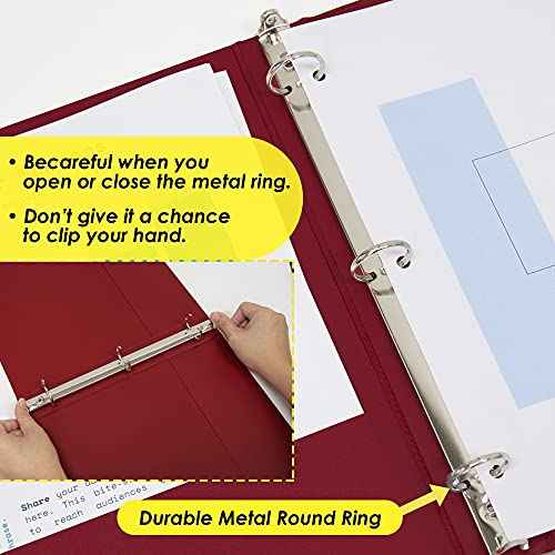 BAZIC Products 3 Ring Binder 1/2" Economy View Binders Organizer - Burgundy, Round Ring, Hold 100 Sheets Paper, for School Office Home, 12-Count