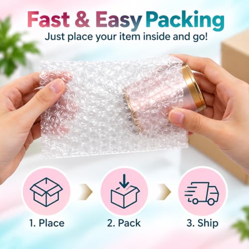 50 Pack Clear Bubble Out Bags 4x6 Inch Bubble Pouches for Shipping & Storage - SEUNGCH