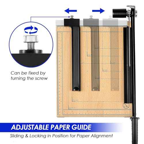 CreGear Paper Cutter, 12" Wood Guillotine Paper Trimmer, 12 Sheet Capacity, Heavy Duty Paper Slicer with Adjustable Guide, Safety Guard and Blade Lock