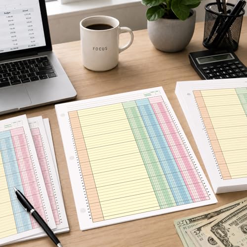 gisgfim 2 Packs 100 Sheets Columnar Analysis Pad 3-Column Colorful, 8.5 x 11, 3-Hole Punch Ledger