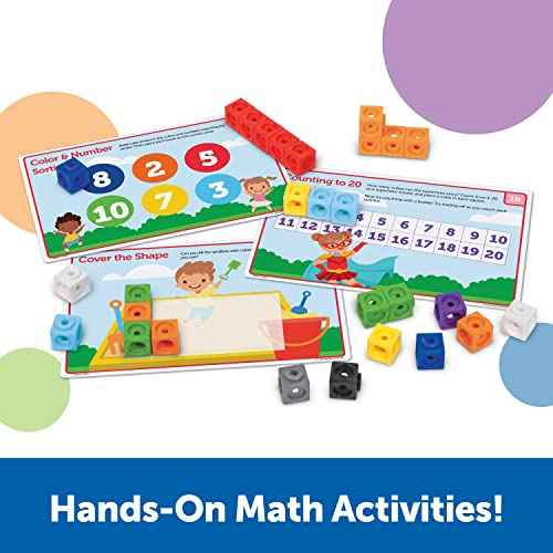 Learning Resources MathLink Cubes Preschool Math Activity Set - Classroom Must Haves, Teacher School Supplies, Toddler Montessori Toys,Building Blocks, Math Manipulatives, Homeschool Games