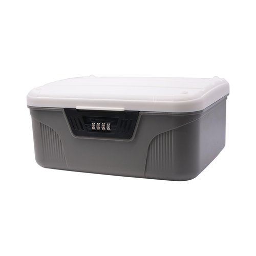 YXQ Lockable Storage Container Bin, 2.3 Gallon Small Capacity Plastic Portable Home Travel Safe Storage for Important Documents File Organizer, Gray