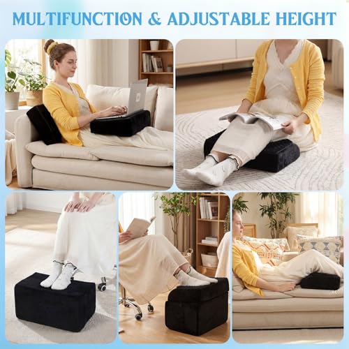 Novabright 3-Height Adjustable Foot Rest with Gel Top & Removable Pocket 17"x11"x17" Black