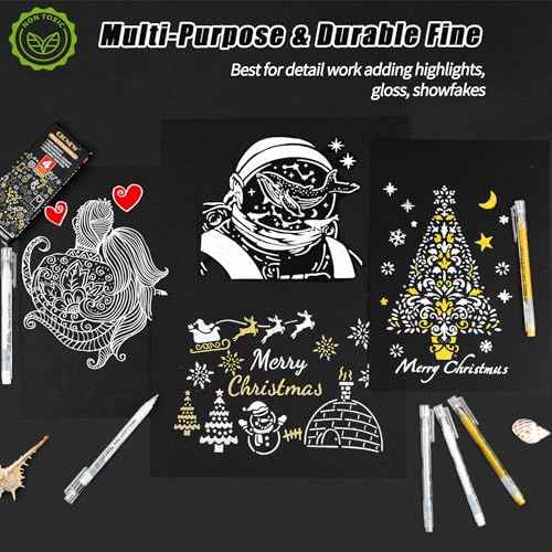 White Gel Pens,4 Pack, 1mm Fine Point Opaque White Archival Ink Pens,Gel Ink Pen Set,for Black Paper Drawing,Card Making, Art Highlight & Artists Drawing