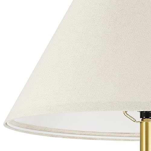 GLOBE Electric 61000060 60" Floor Lamp, Matte Brass Finish, Beige Linen Shade, Heavy Weighted Base, Rotary Switch on Shade, Modern Standing Light for Living Room, Home Office Accessories