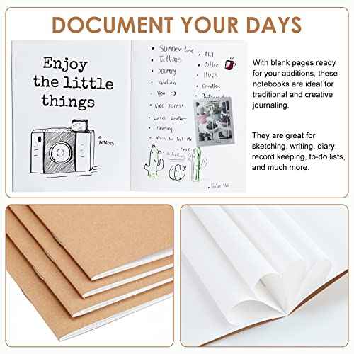 Epakh 100 Pack Mini Kraft Paper Notebook Bulk Small Blank Notebook Mini Unlined Pocket Journal Sketchbooks for Students School Writing, 48 Pages, 24 Sheets, 4.25 x 5.5 Inch (Brown)