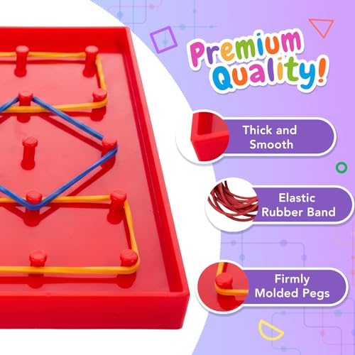 Small 6 Pack Double-Sided Geoboard Math Manipulatives for Kids Classroom Learning